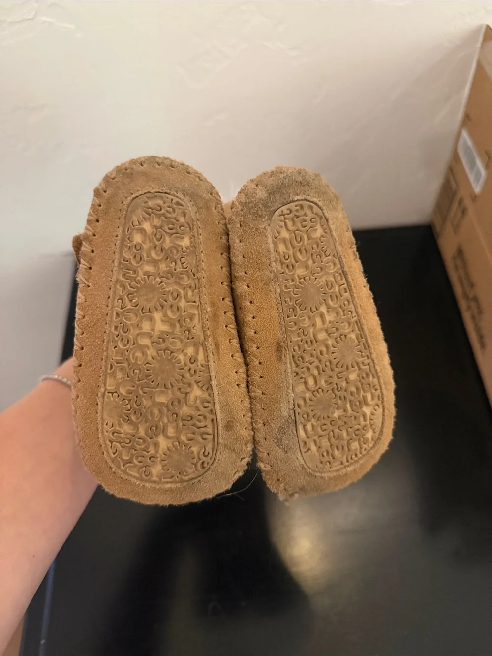 UGG Chestnut Suede Shearling Baby Booties